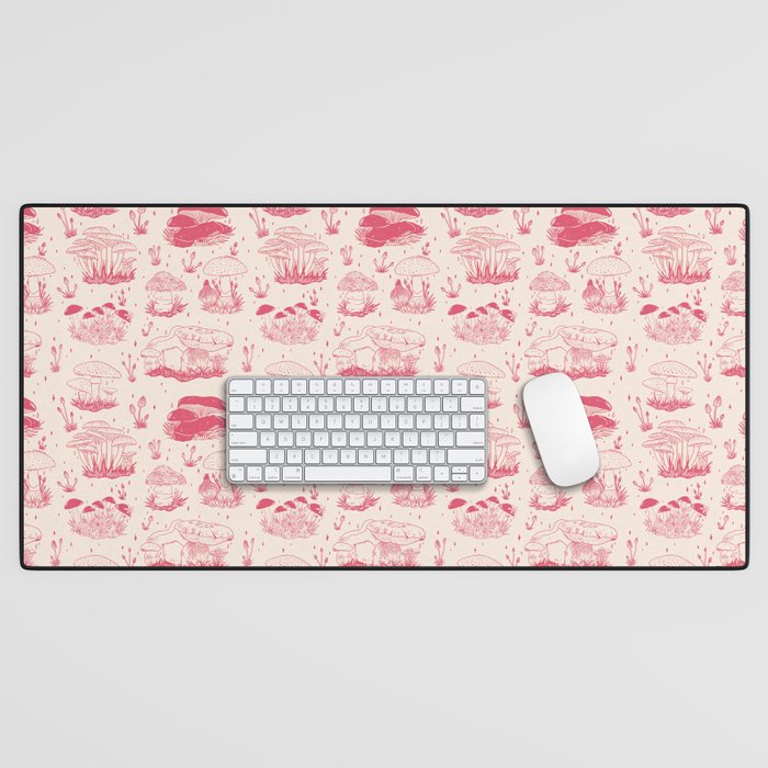 Mushroom Toile in Pink Desk Mat Gallery Image 1