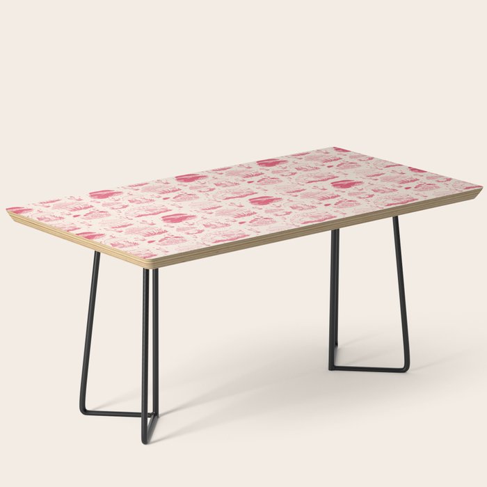 Mushroom Toile in Pink Coffee Table Gallery Image 1