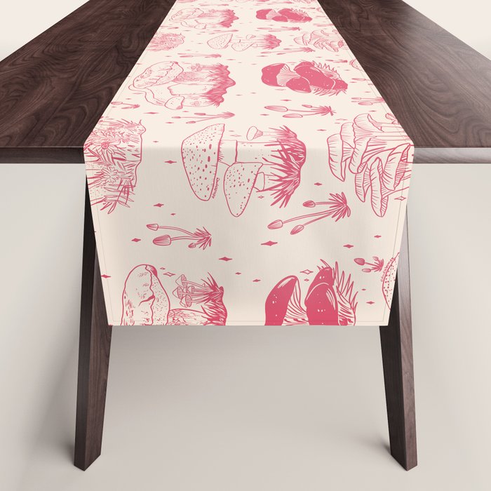 Mushroom Toile in Pink Table Runner Gallery Image 1