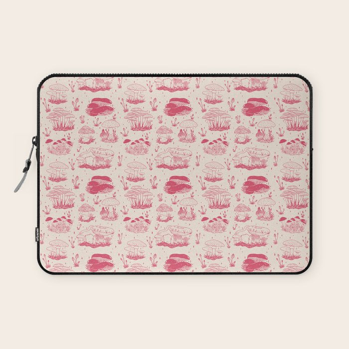 Mushroom Toile in Pink Laptop Sleeve Gallery Image 1