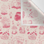 Mushroom Toile in Pink Wall Tapestry Gallery Image 3