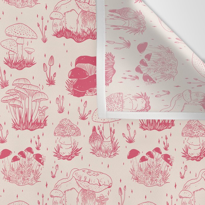 Mushroom Toile in Pink Wall Tapestry Gallery Image 3