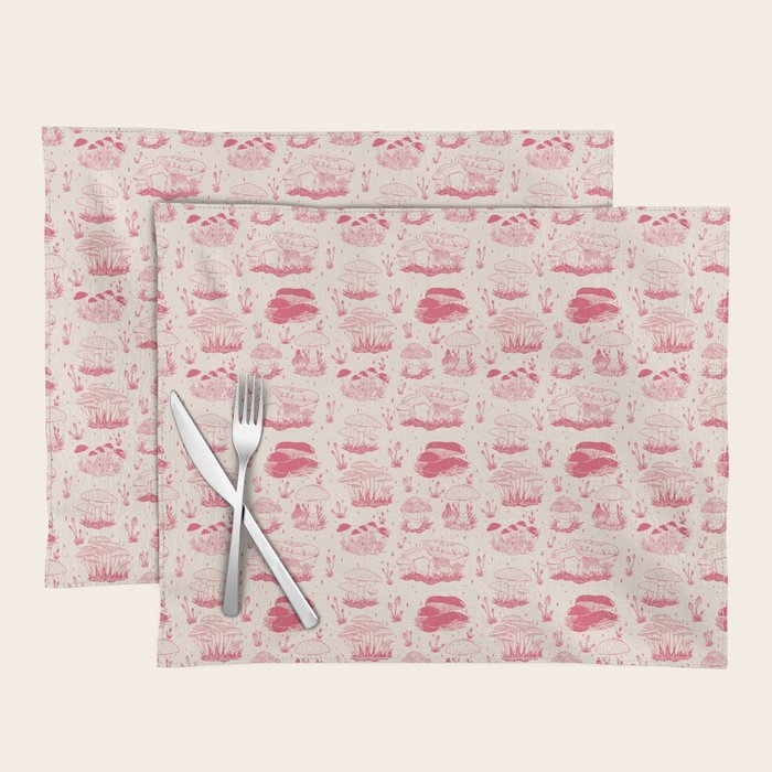 Mushroom Toile in Pink Placemat Gallery Image 1