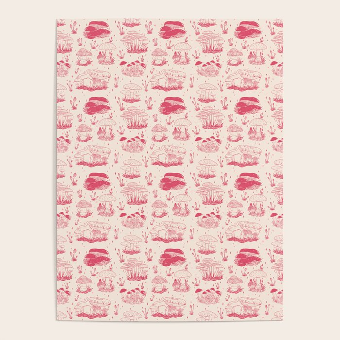 Mushroom Toile in Pink Poster Gallery Image 1
