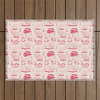 Mushroom Toile in Pink Outdoor Rug Gallery Image 1