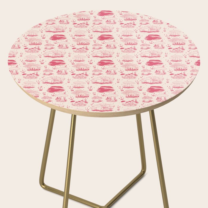 Mushroom Toile in Pink Side Table Gallery Image 2