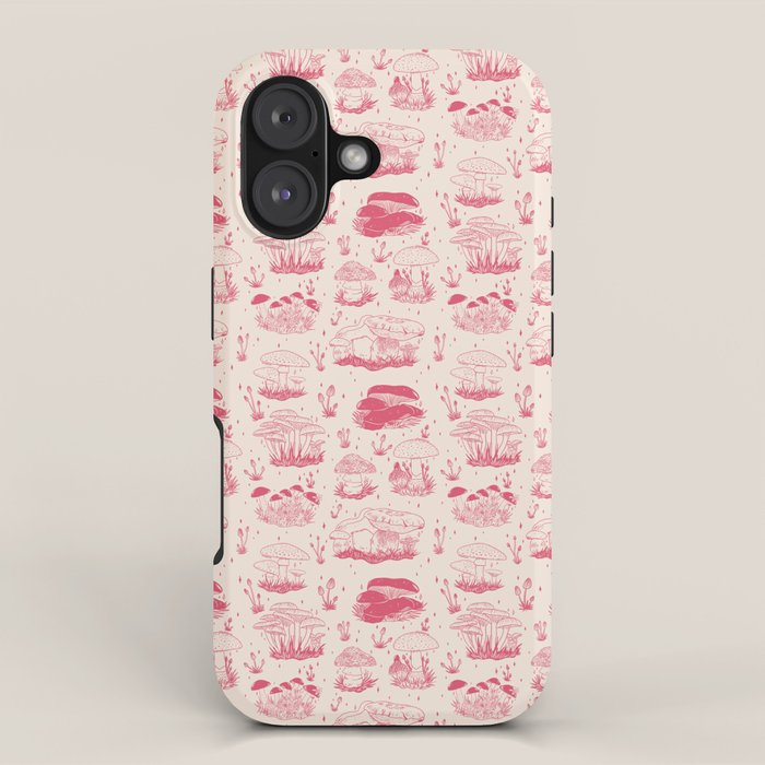 Mushroom Toile in Pink iPhone Case Gallery Image 1