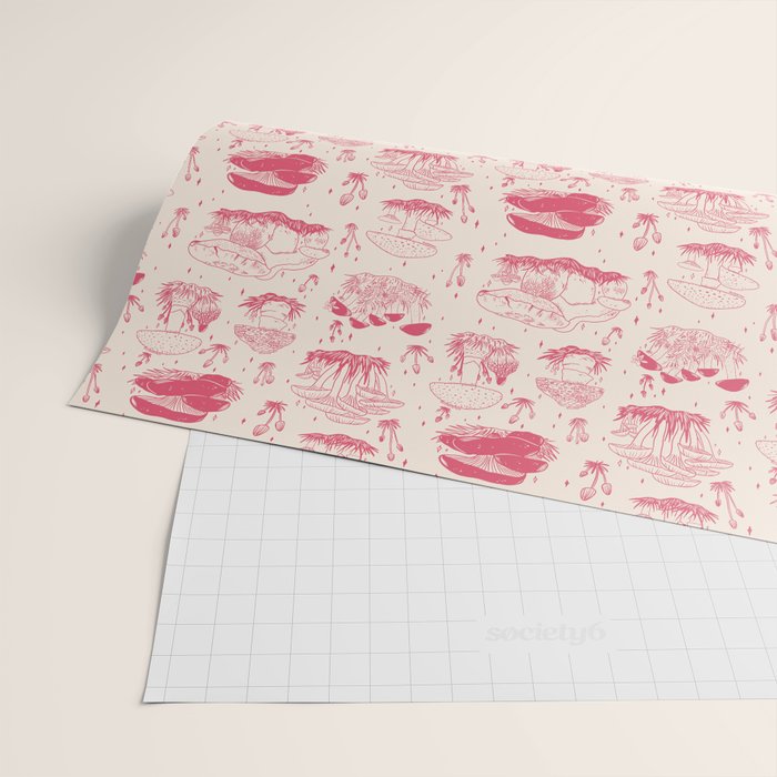 Mushroom Toile in Pink Wrapping Paper Gallery Image 2