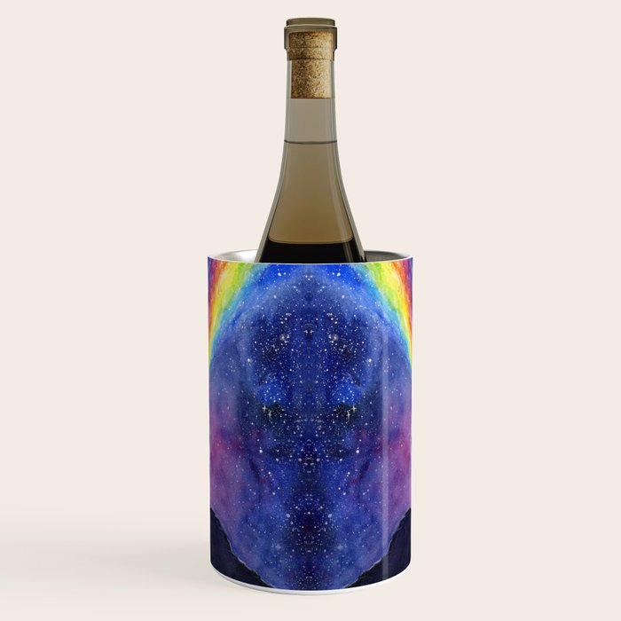 Galaxy Wolf Howling Rainbow Wine Chiller Gallery Image 1