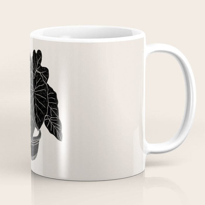 Black & White Plants / Elephant Ear Coffee Mug Gallery Image 1