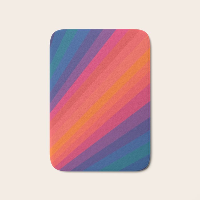 Sacred Geometric Stripes: Retro 80s Edition Bath Mat Gallery Image 1