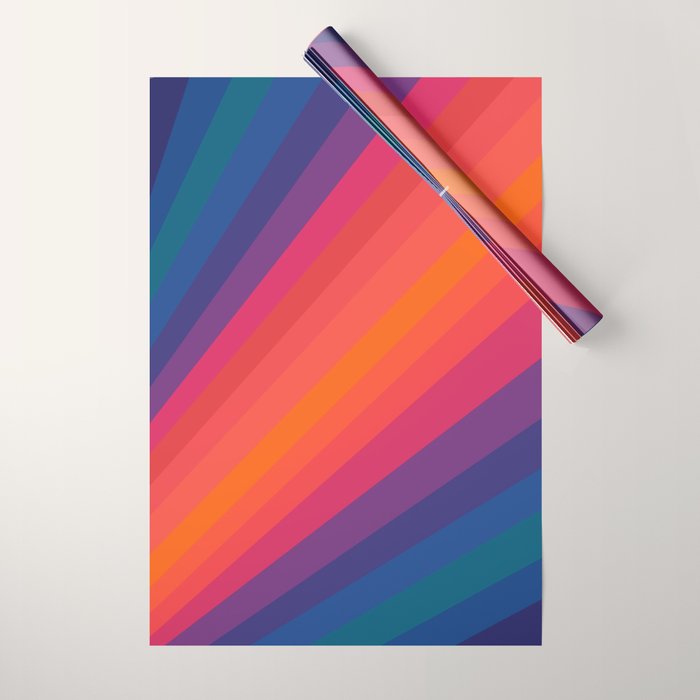 Sacred Geometric Stripes: Retro 80s Edition Wrapping Paper Gallery Image 1