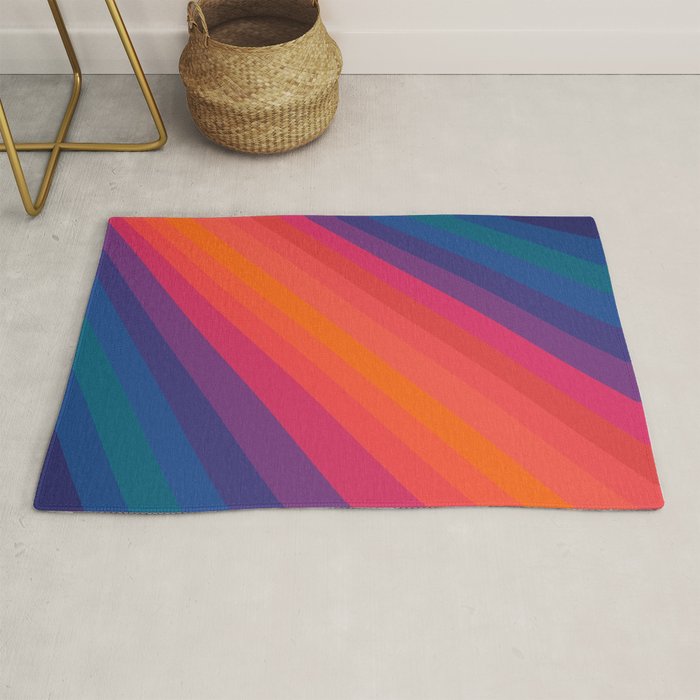 Sacred Geometric Stripes: Retro 80s Edition Rug Gallery Image 1
