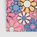Groovy Floral Retro Garden 60s 70s Flower Pattern Pink Blue Yellow Poster Gallery Image 3