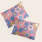Groovy Floral Retro Garden 60s 70s Flower Pattern Pink Blue Yellow Pillow Sham Gallery Image 3