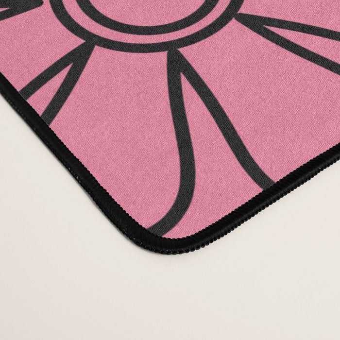 Groovy Floral Retro Garden 60s 70s Flower Pattern Pink Blue Yellow Desk Mat Gallery Image 4