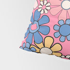 Groovy Floral Retro Garden 60s 70s Flower Pattern Pink Blue Yellow Pillow Sham Gallery Image 4