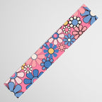Groovy Floral Retro Garden 60s 70s Flower Pattern Pink Blue Yellow Table Runner Gallery Image 3