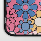 Groovy Floral Retro Garden 60s 70s Flower Pattern Pink Blue Yellow Laptop Sleeve Gallery Image 3
