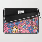 Groovy Floral Retro Garden 60s 70s Flower Pattern Pink Blue Yellow Laptop Sleeve Gallery Image 2