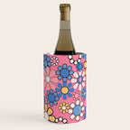 Groovy Floral Retro Garden 60s 70s Flower Pattern Pink Blue Yellow Wine Chiller Gallery Image 1