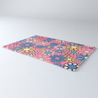 Groovy Floral Retro Garden 60s 70s Flower Pattern Pink Blue Yellow Rug Gallery Image 3