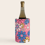 Groovy Floral Retro Garden 60s 70s Flower Pattern Pink Blue Yellow Wine Chiller Gallery Image 2