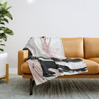 Crash: an abstract mixed media piece in black white and pink Throw Blanket Gallery Image 1