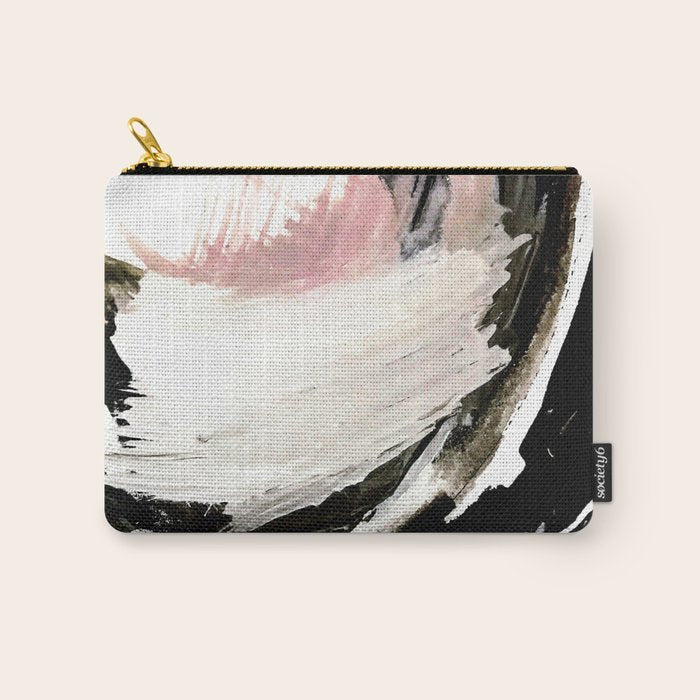 Crash: an abstract mixed media piece in black white and pink Carry All Pouch Gallery Image 1