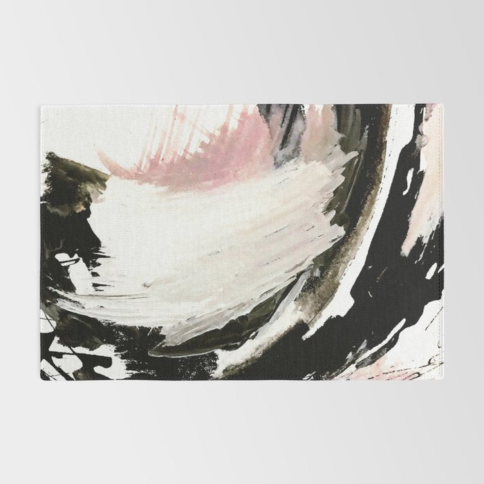 Crash: an abstract mixed media piece in black white and pink Rug Gallery Image 2
