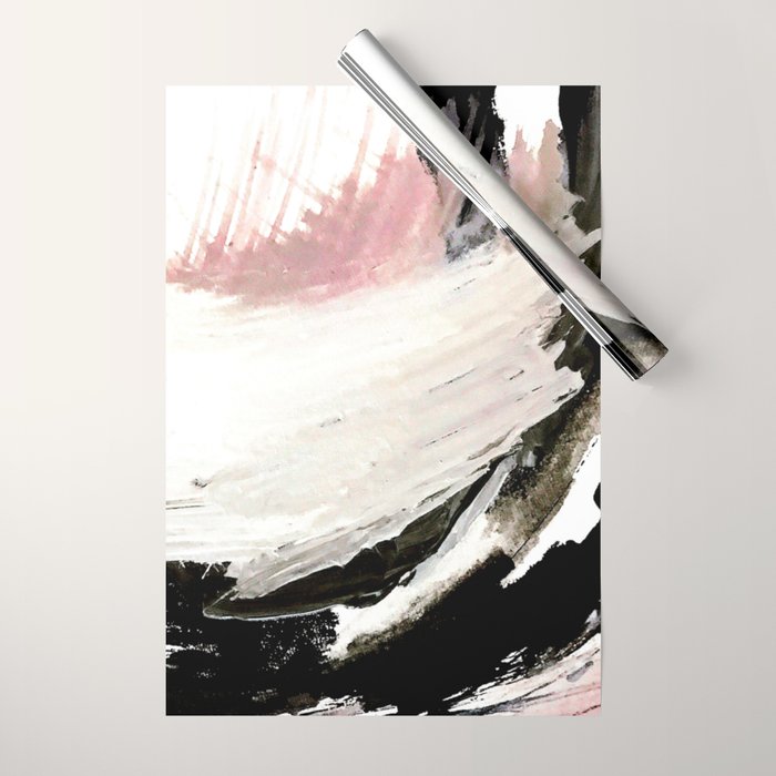 Crash: an abstract mixed media piece in black white and pink Wrapping Paper Gallery Image 1