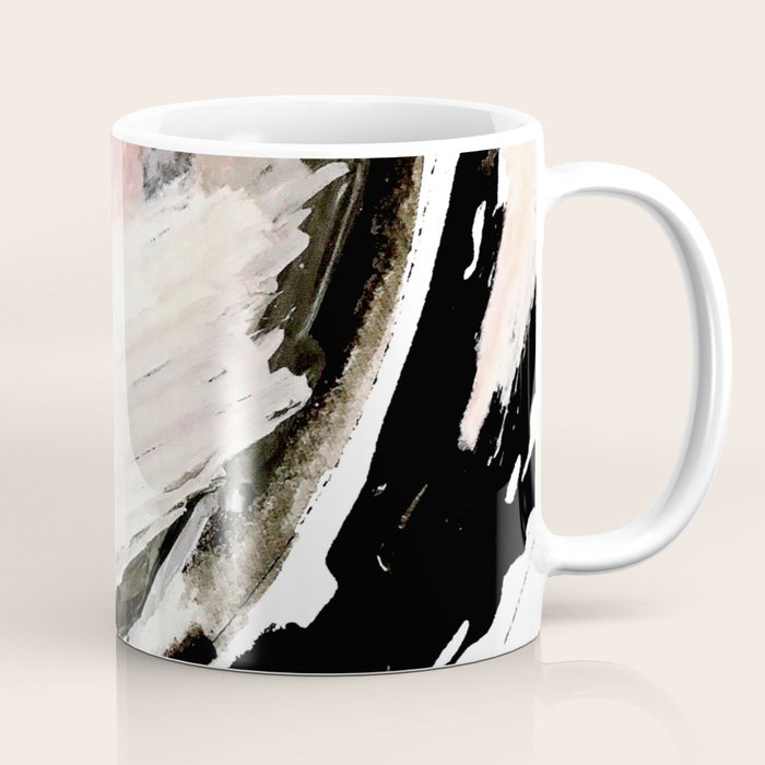 Crash: an abstract mixed media piece in black white and pink Coffee Mug Gallery Image 1