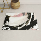 Crash: an abstract mixed media piece in black white and pink Rug Gallery Image 1