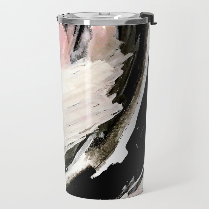 Crash: an abstract mixed media piece in black white and pink Travel Mug Gallery Image 2