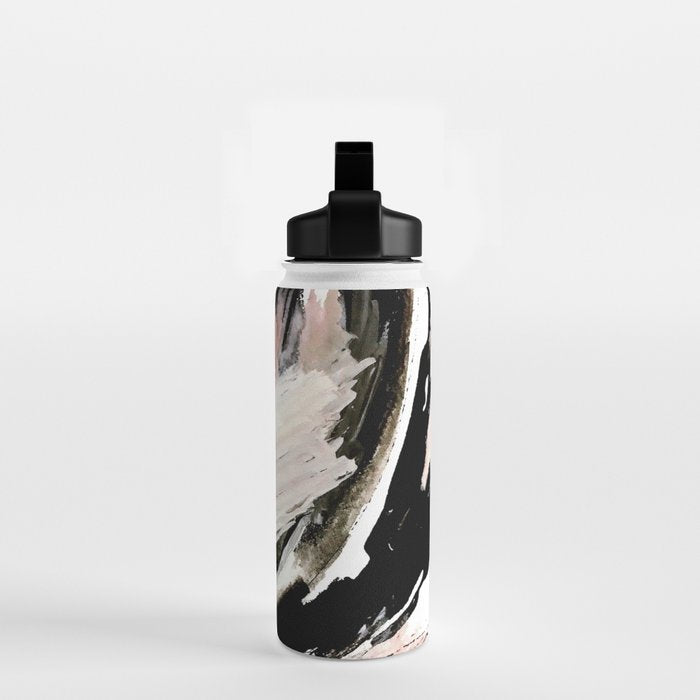 Crash: an abstract mixed media piece in black white and pink Water Bottle Gallery Image 2