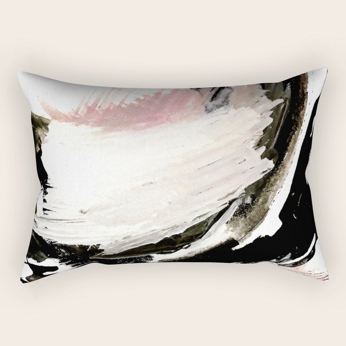 Crash: an abstract mixed media piece in black white and pink Rectangular Pillow Gallery Image 2