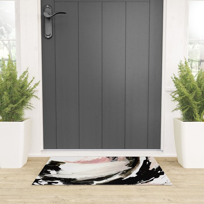 Crash: an abstract mixed media piece in black white and pink Welcome Mat Gallery Image 3