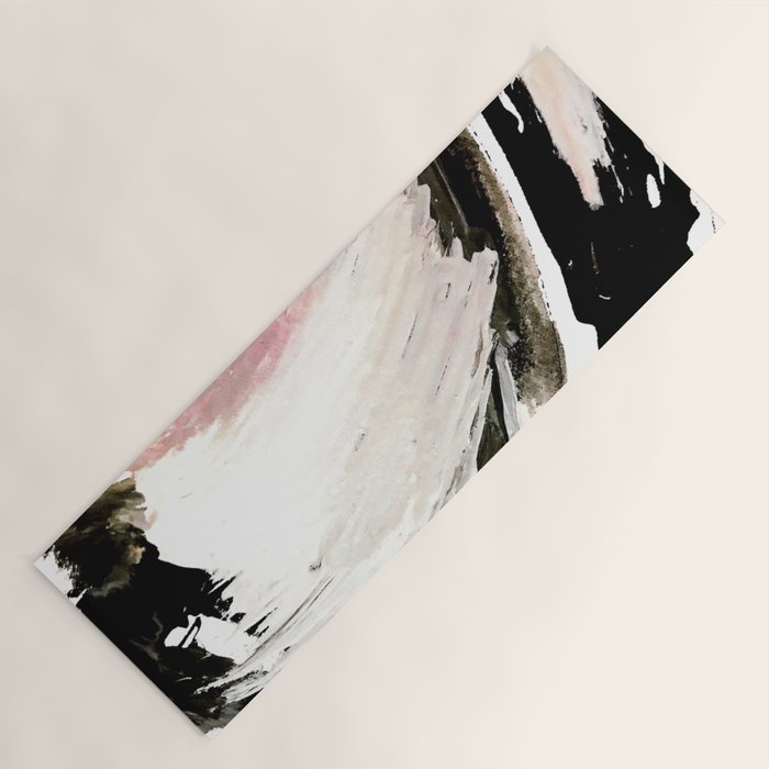 Crash: an abstract mixed media piece in black white and pink Yoga Mat Gallery Image 1