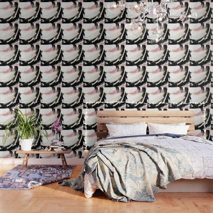 Crash: an abstract mixed media piece in black white and pink Wallpaper Gallery Image 3