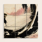 Crash: an abstract mixed media piece in black white and pink Wood Wall Art Gallery Image 1