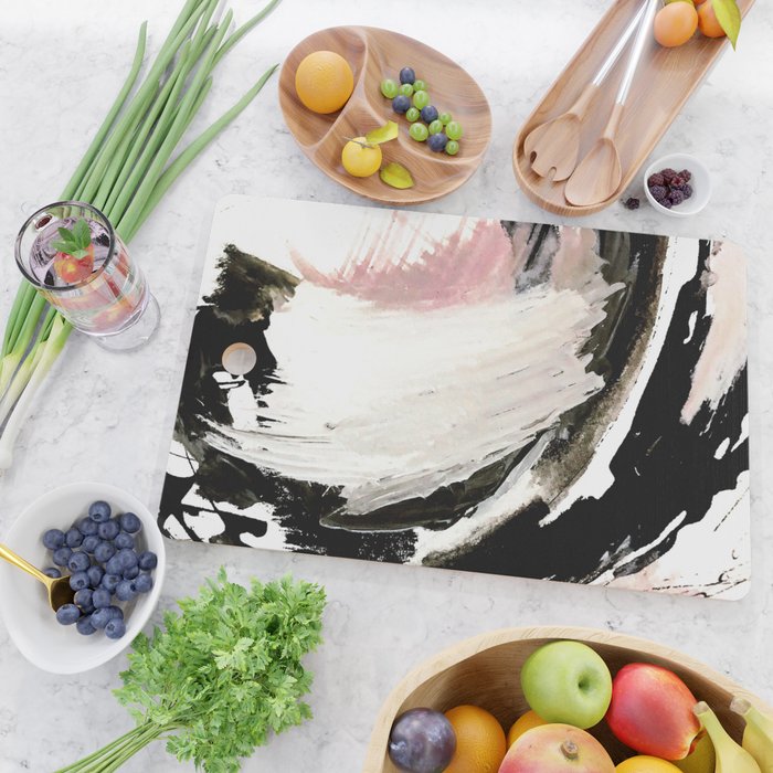 Crash: an abstract mixed media piece in black white and pink Cutting Board Gallery Image 2
