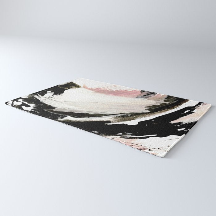 Crash: an abstract mixed media piece in black white and pink Rug Gallery Image 3