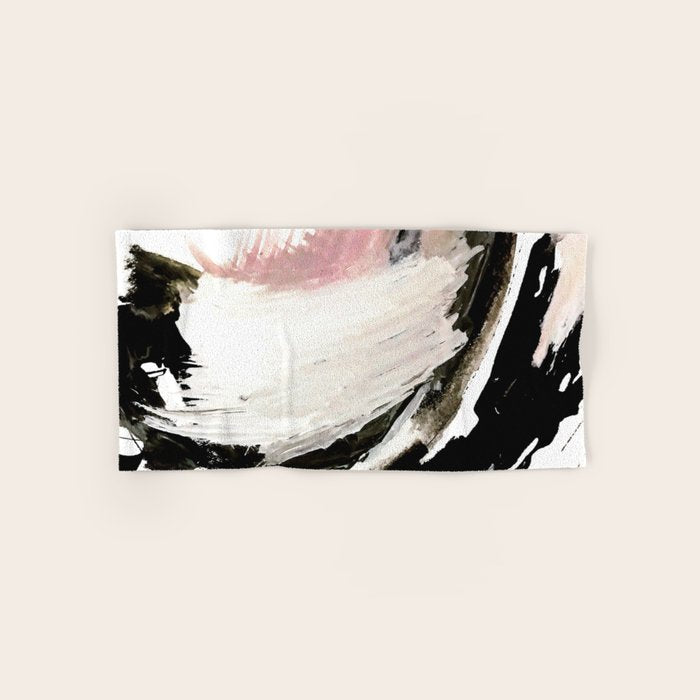 Crash: an abstract mixed media piece in black white and pink Bath Towel Gallery Image 1