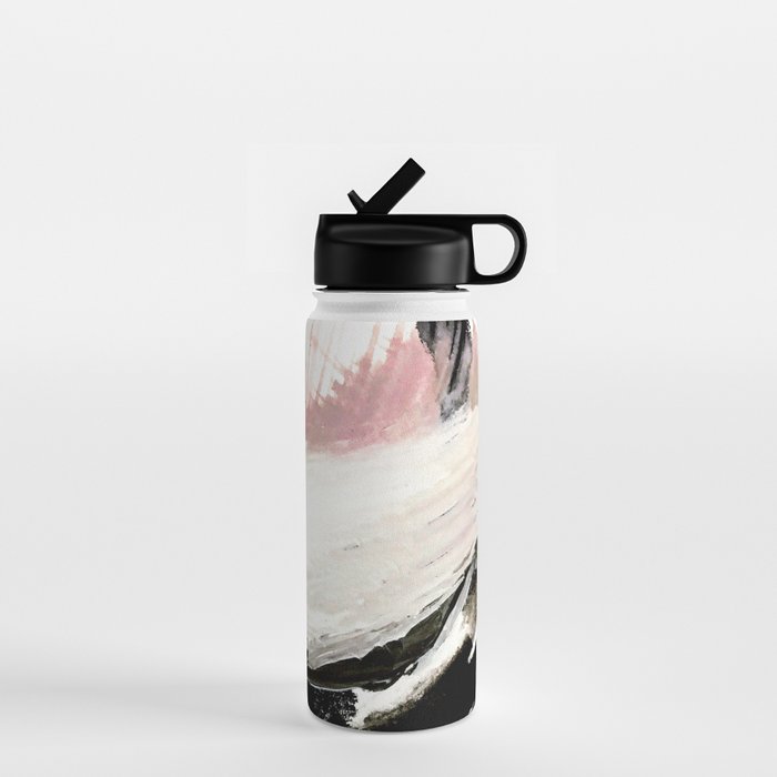Crash: an abstract mixed media piece in black white and pink Water Bottle Gallery Image 1