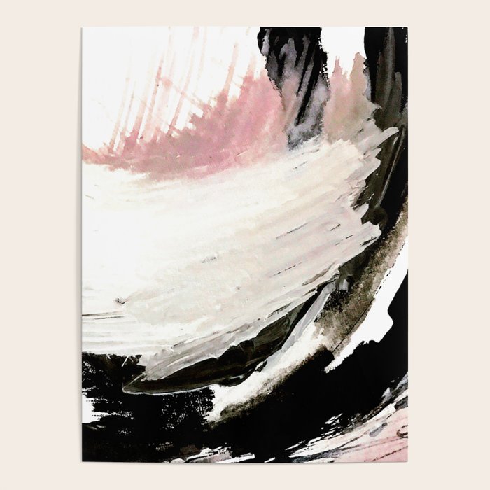 Crash: an abstract mixed media piece in black white and pink Poster Gallery Image 4