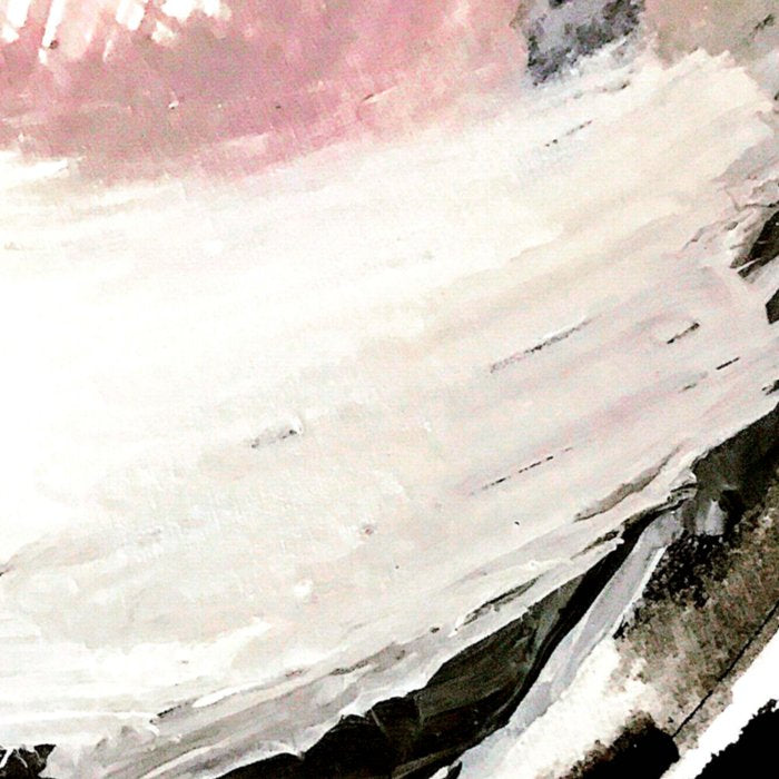 Crash: an abstract mixed media piece in black white and pink Coffee Mug Gallery Image 2