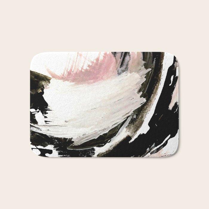 Crash: an abstract mixed media piece in black white and pink Bath Mat Gallery Image 1