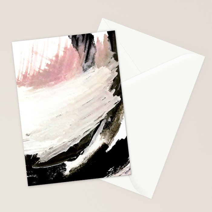 Crash: an abstract mixed media piece in black white and pink Stationery Card Gallery Image 2