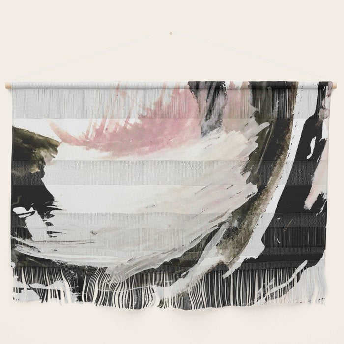 Crash: an abstract mixed media piece in black white and pink Wall Hanging Gallery Image 1