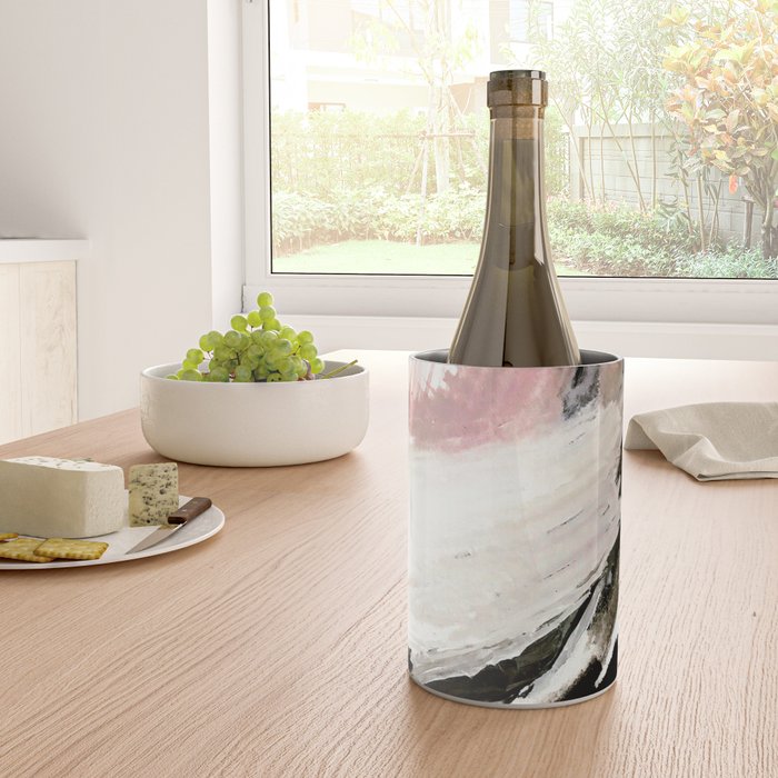 Crash: an abstract mixed media piece in black white and pink Wine Chiller Gallery Image 4